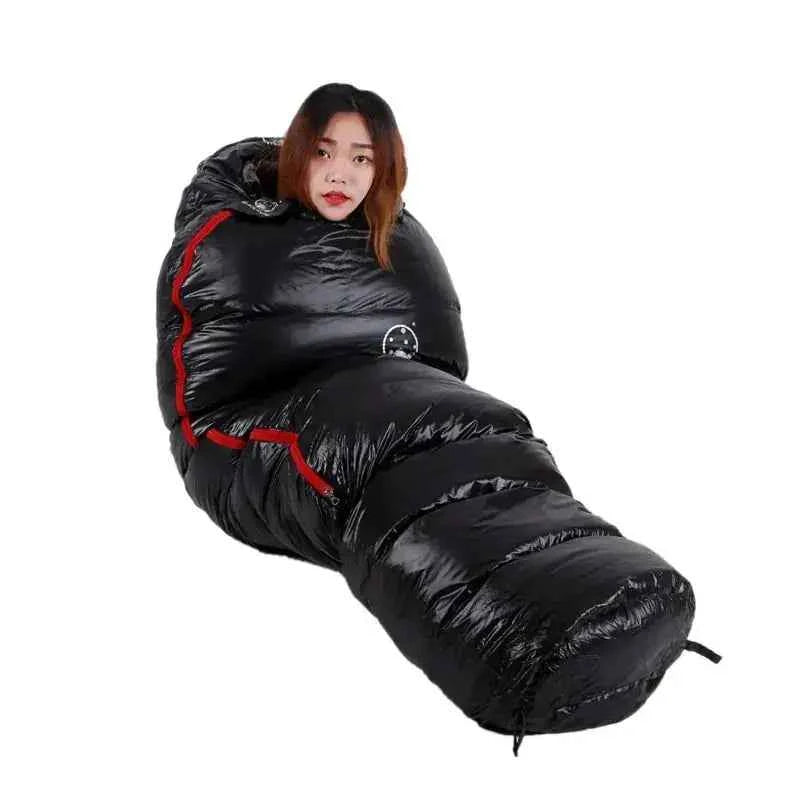 Trail Teck 3 season sleeping bag shown in use, providing full body warmth and comfort for camping and outdoor sleeping