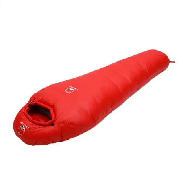 Trail Teck 3 season sleeping bag in red designed for warm and comfortable camping in spring, summer, and fall