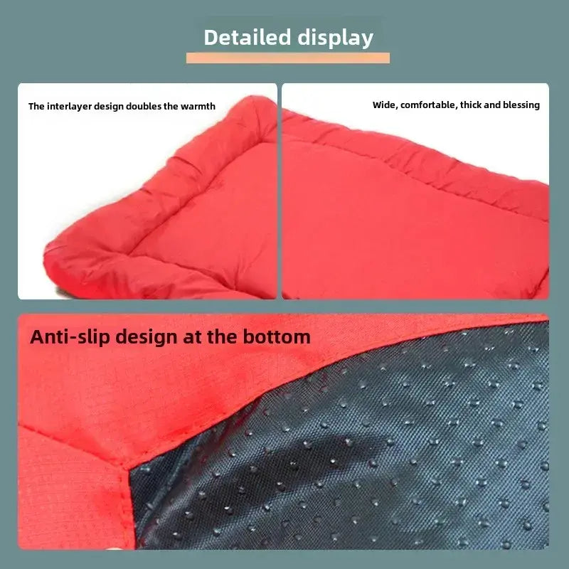 Portable outdoor dog bed with anti slip bottom and padded comfort design