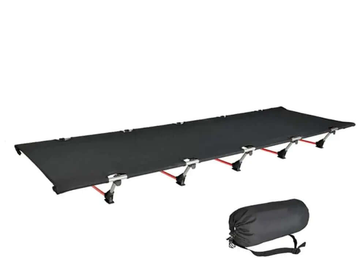 Trail Teck foldable camping cot with lightweight aluminum frame and compact carry bag for comfortable outdoor sleeping and camping trips