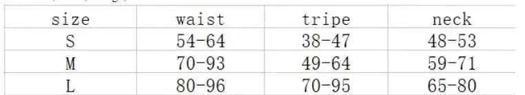 Trail Teck Pet Saddle Backpack size chart showing waist, chest, and neck measurements to help choose the correct fit for dogs