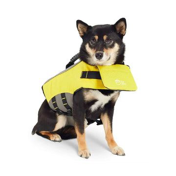 Trail Teck Pet Lifejacket worn by a dog for water safety during boating, swimming, and camping trips