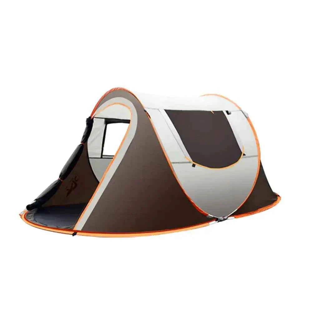 Trail Teck pop-up camping tent with instant setup, spacious interior, and mesh ventilation for easy outdoor camping